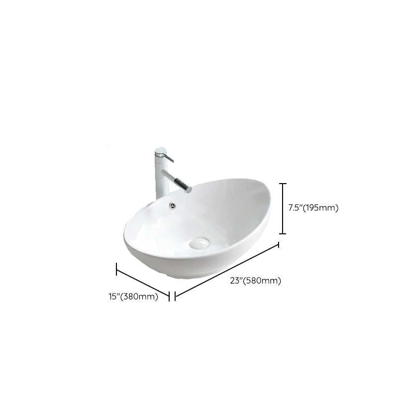 Contemporary Trough Sink Porcelain Trough Bathroom Sink with Faucet Included