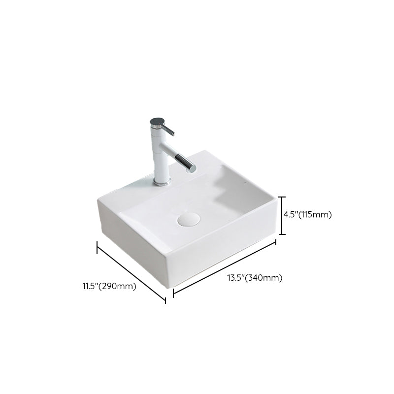 Contemporary Trough Sink Porcelain Trough Bathroom Sink with Faucet Included