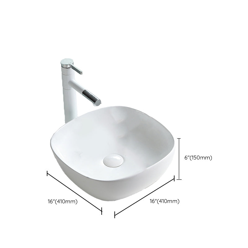 Contemporary Trough Sink Porcelain Trough Bathroom Sink with Faucet Included