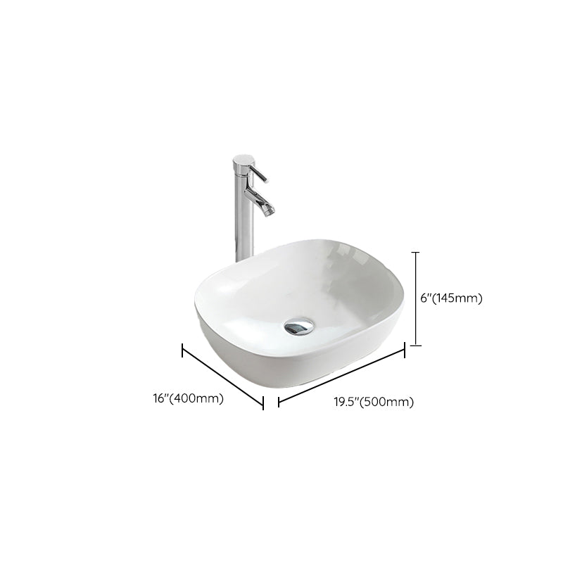 Contemporary Trough Sink Porcelain Trough Bathroom Sink with Faucet Included