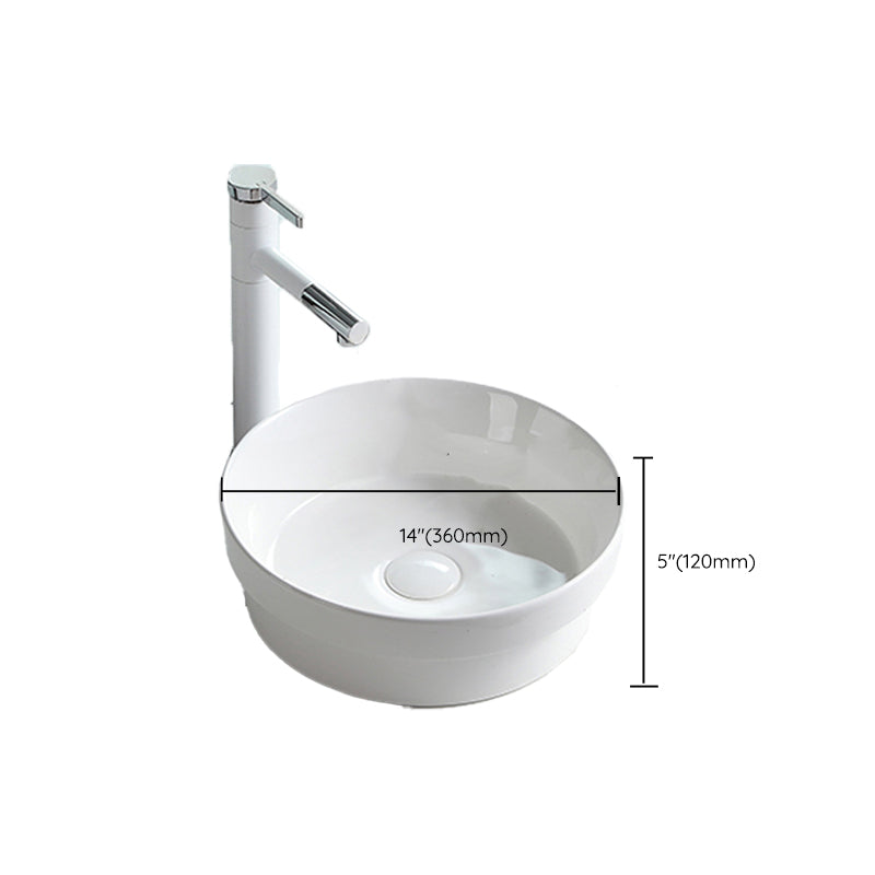 Contemporary Trough Sink Porcelain Trough Bathroom Sink with Faucet Included