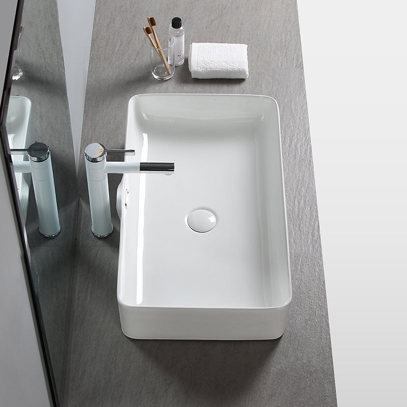 Modern Square Wash Stand Ceramic Metal Undermount Bathroom Sink