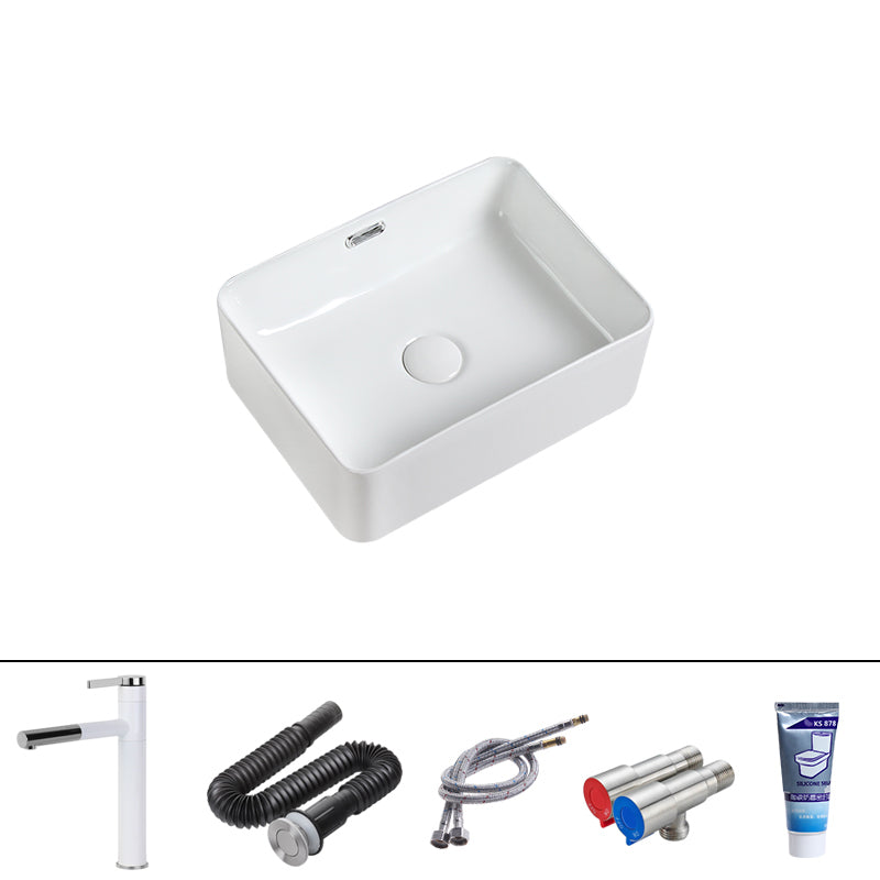 Modern Square Wash Stand Ceramic Metal Undermount Bathroom Sink