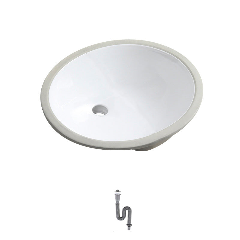 Contemporary Round Wash Stand Ceramic Undermount Bathroom Sink