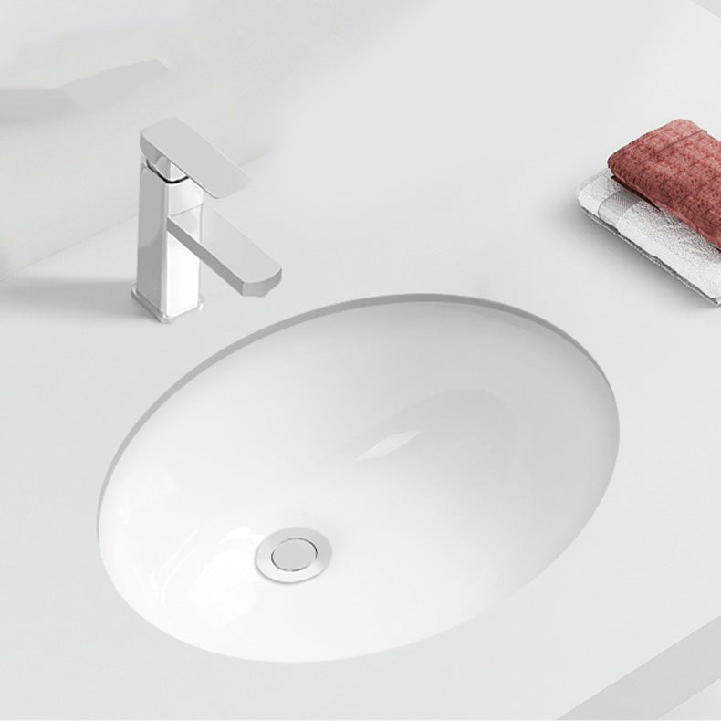 Contemporary Round Wash Stand Ceramic Undermount Bathroom Sink
