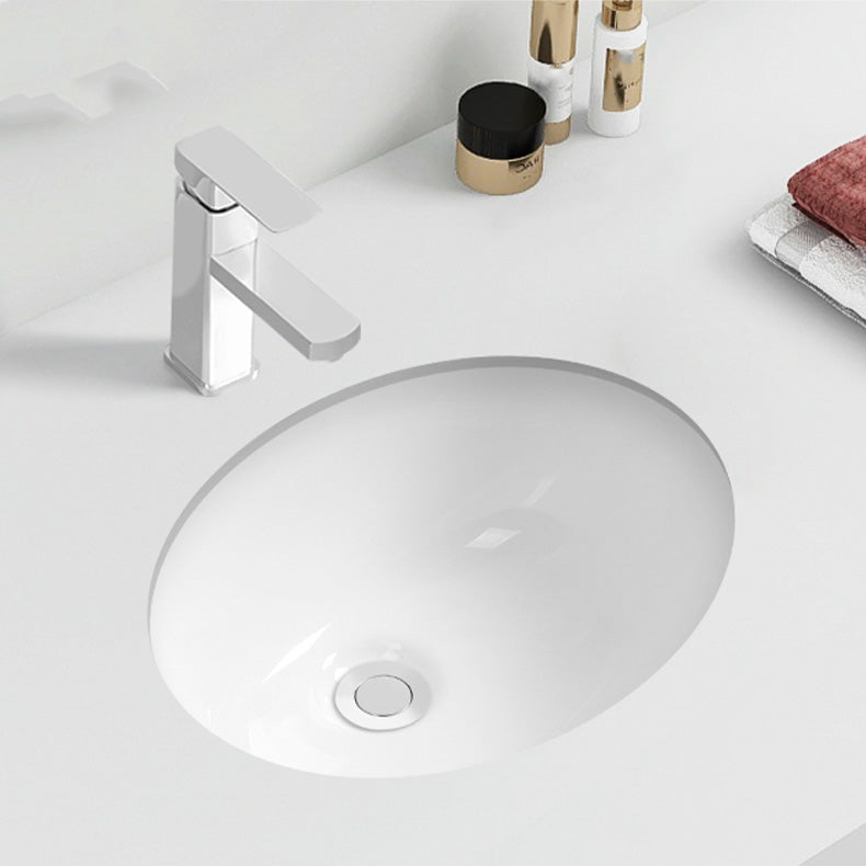 Contemporary Round Wash Stand Ceramic Undermount Bathroom Sink