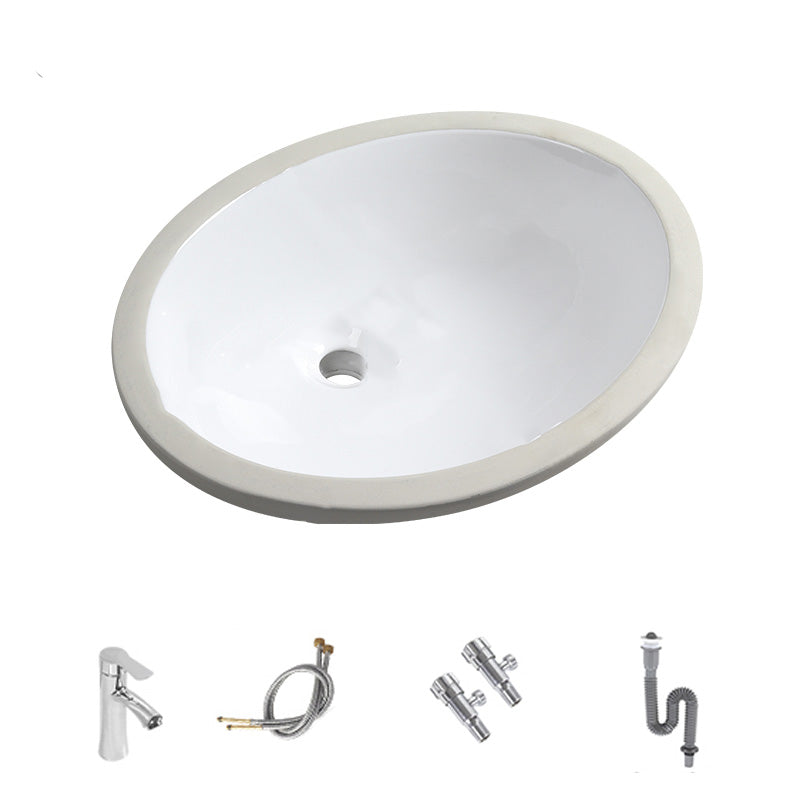Contemporary Round Wash Stand Ceramic Undermount Bathroom Sink