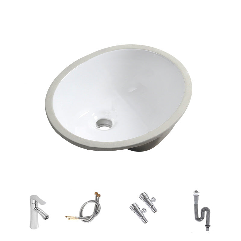 Contemporary Round Wash Stand Ceramic Undermount Bathroom Sink