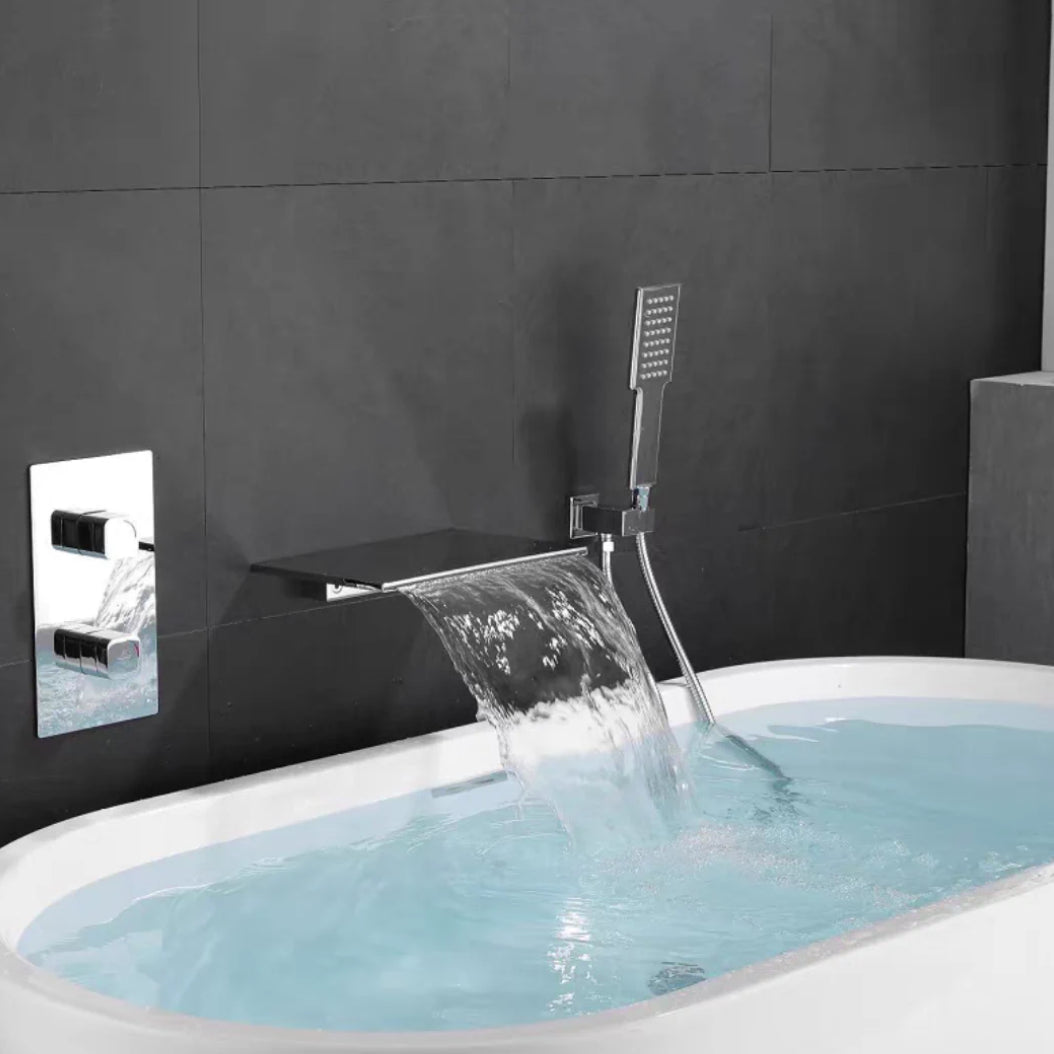 Waterfall Spout Tub Faucet Trim Metal Knob Handle Bathtub Faucet