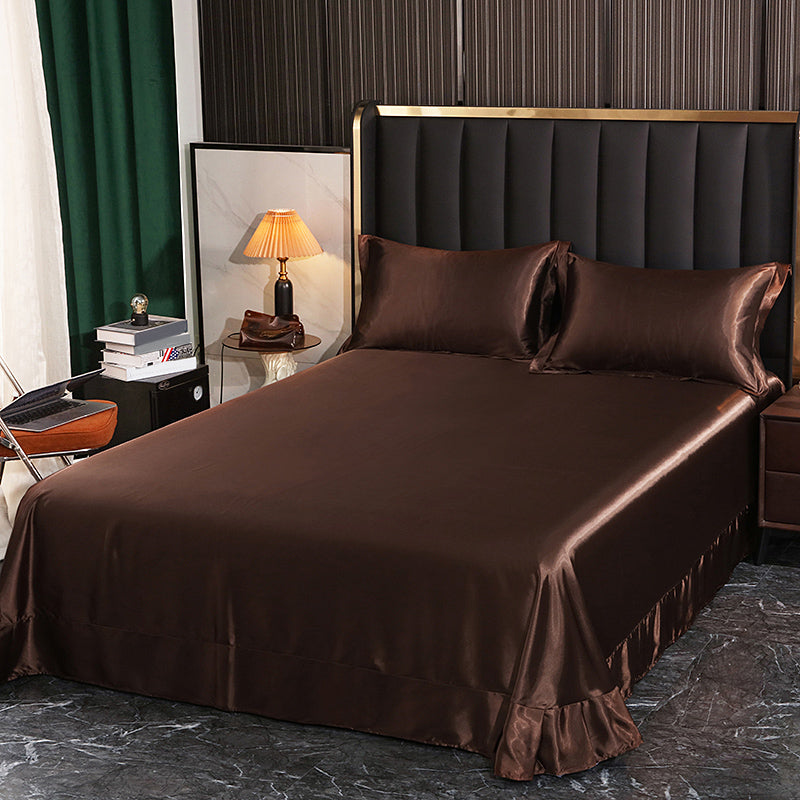 Rayon Elegand Fitted Sheet Modern Soild 3 Piece Bed Sheet Set