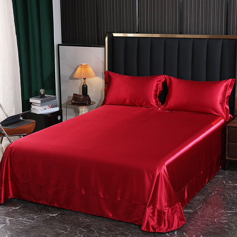 Rayon Elegand Fitted Sheet Modern Soild 3 Piece Bed Sheet Set
