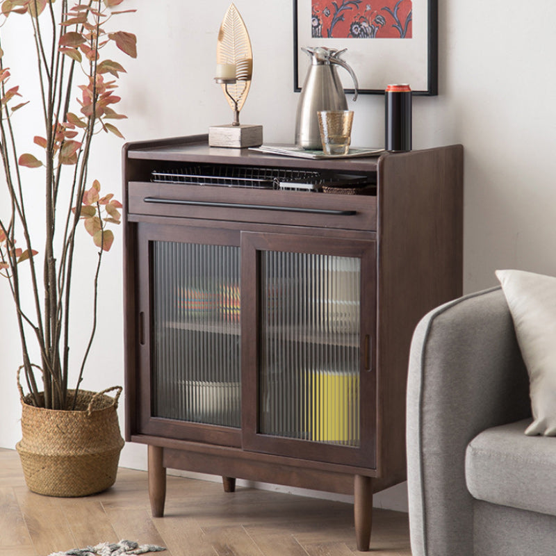 Modern Display Stand Pine Display Cabinet with Doors for Dining Room