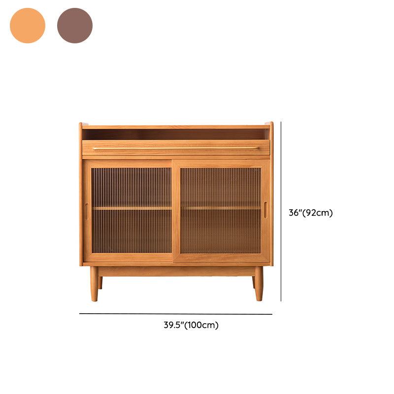 Modern Display Stand Pine Display Cabinet with Doors for Dining Room