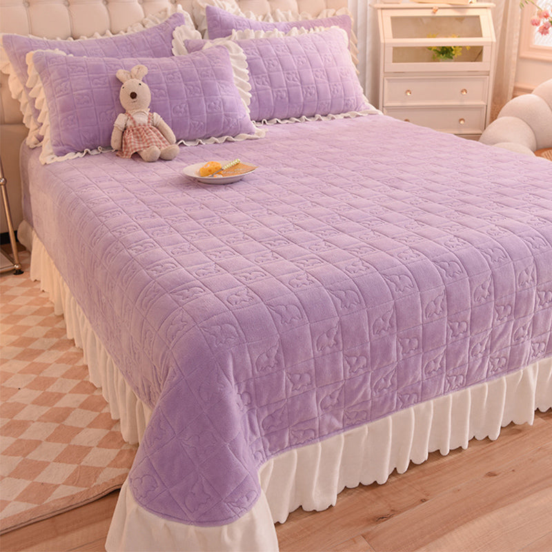 Flannel Bed Sheet Set Breathable Pure Color Fade Resistant Soft Bed Sheet