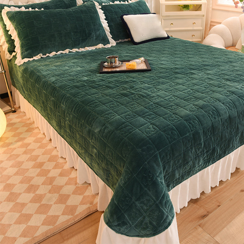 Flannel Bed Sheet Set Breathable Pure Color Fade Resistant Soft Bed Sheet