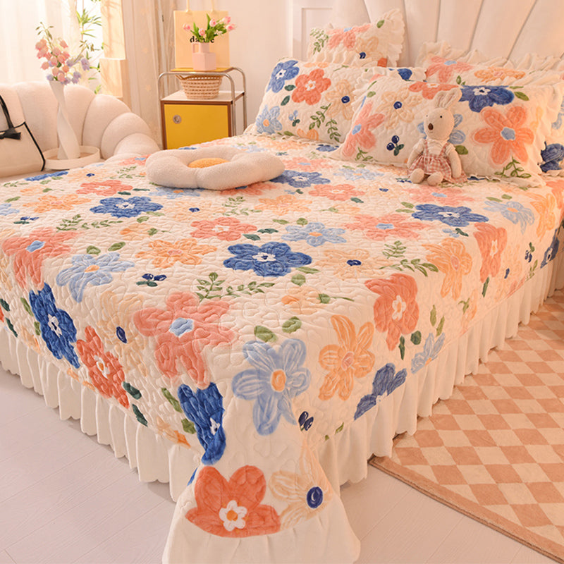 Flannel Bed Sheet Set Breathable Pure Color Fade Resistant Soft Bed Sheet
