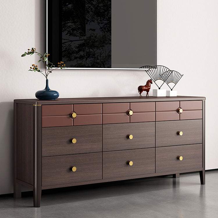 Contemporary Double Dresser Pine Horizontal Storage Chest Dresser for Bedroom