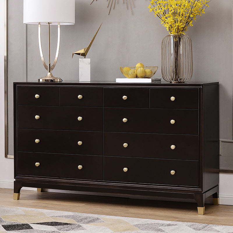 Classic Glam Double Dresser Cherry Horizontal Storage Chest Dresser for Bedroom