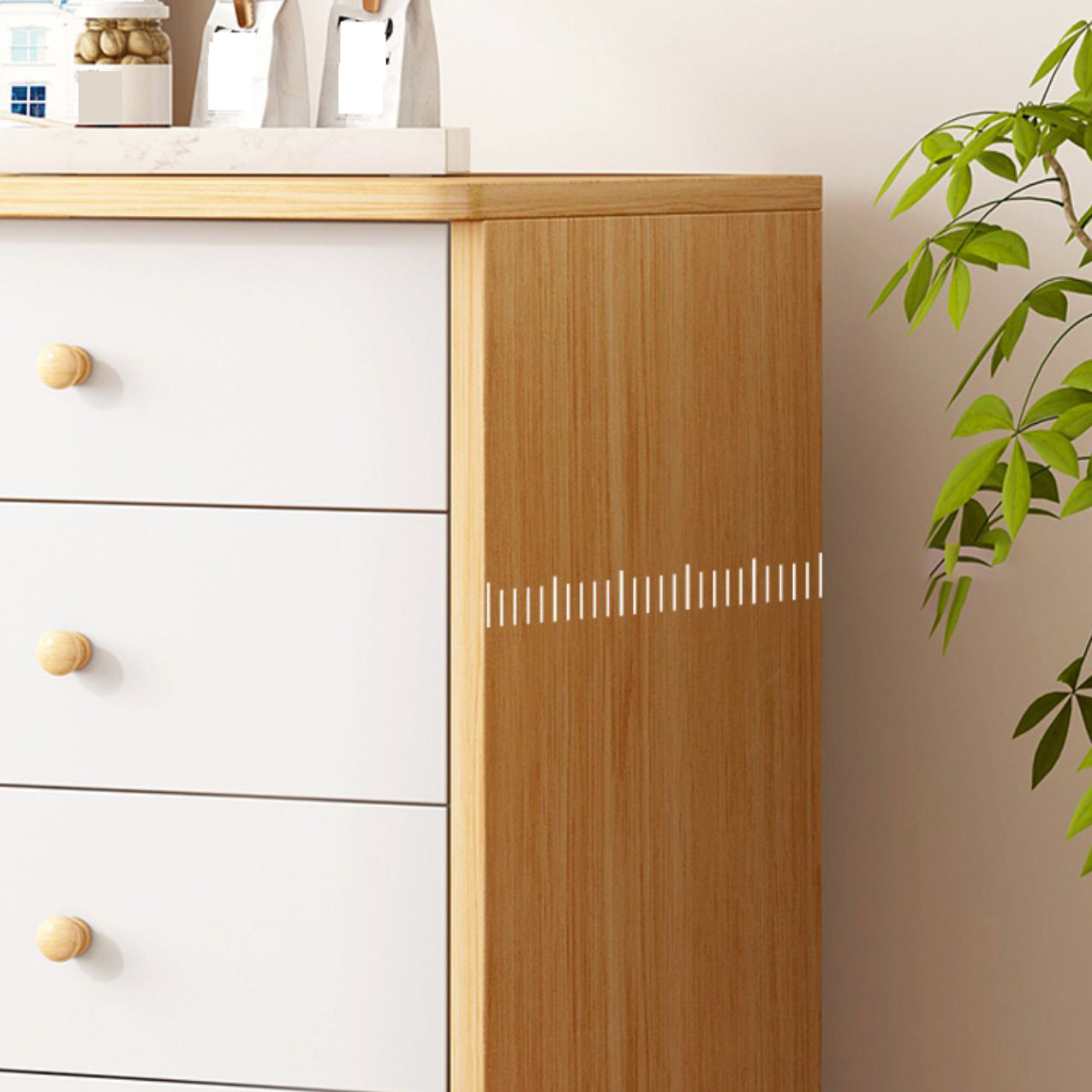 Modern Combo Dresser Wood Horizontal Storage Chest Dresser for Bedroom