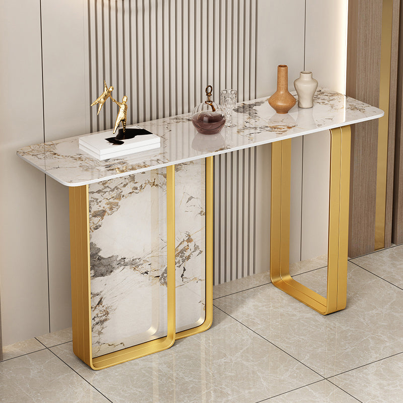 12 inch Wide Accent Table Rectangle Shape Stone Console Table for Hall