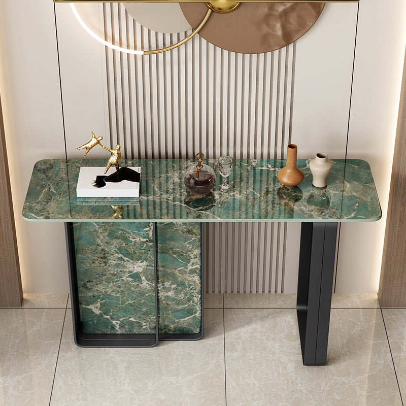 12 inch Wide Accent Table Rectangle Shape Stone Console Table for Hall