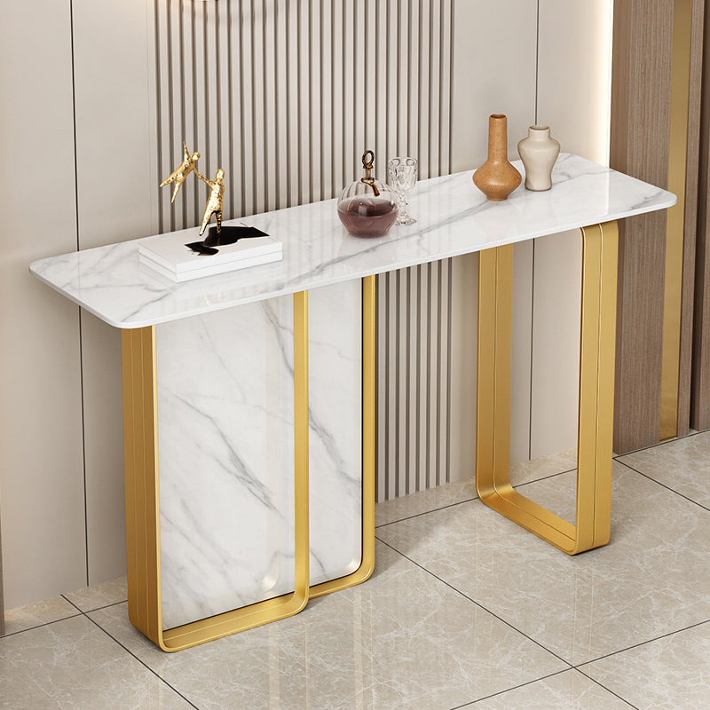 12 inch Wide Accent Table Rectangle Shape Stone Console Table for Hall