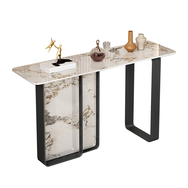 12 inch Wide Accent Table Rectangle Shape Stone Console Table for Hall