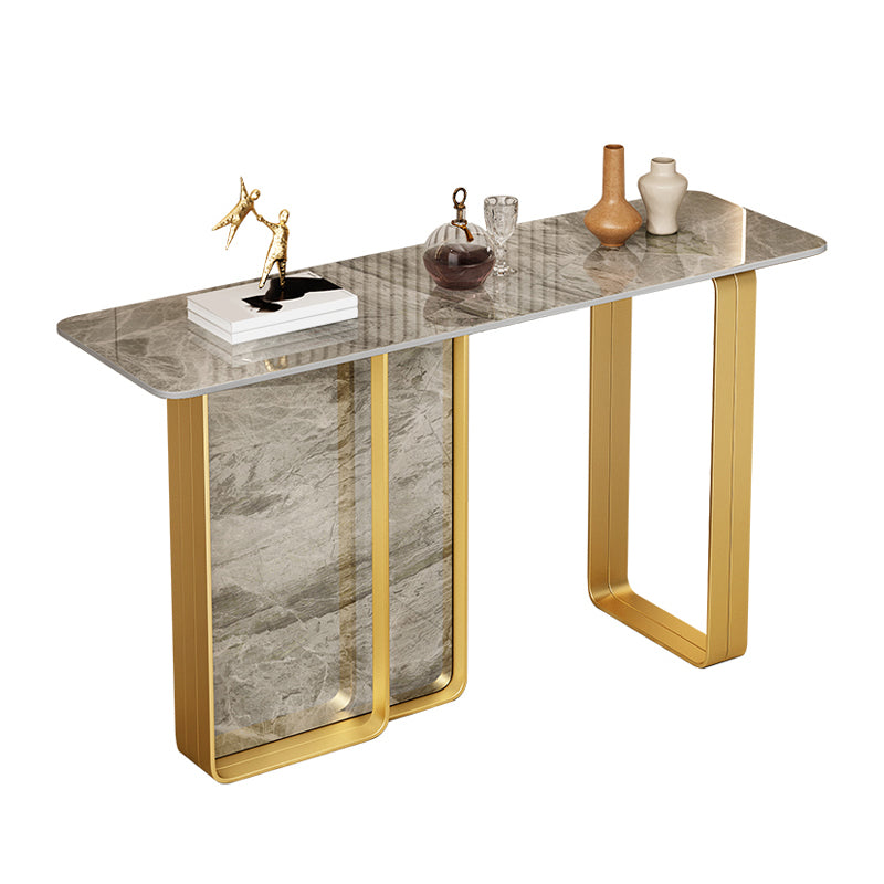 12 inch Wide Accent Table Rectangle Shape Stone Console Table for Hall