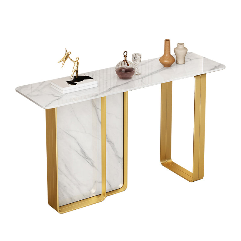 12 inch Wide Accent Table Rectangle Shape Stone Console Table for Hall