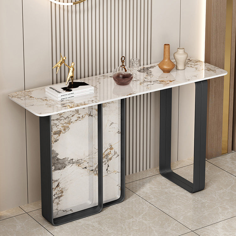 12 inch Wide Accent Table Rectangle Shape Stone Console Table for Hall