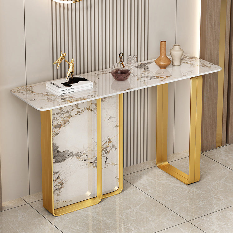 12 inch Wide Accent Table Rectangle Shape Stone Console Table for Hall