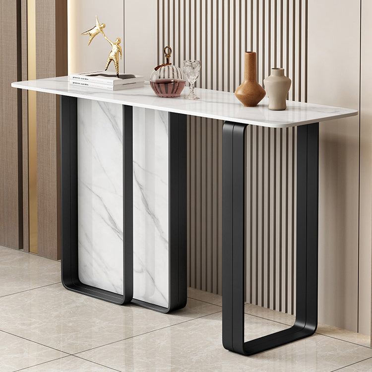 12 inch Wide Accent Table Rectangle Shape Stone Console Table for Hall