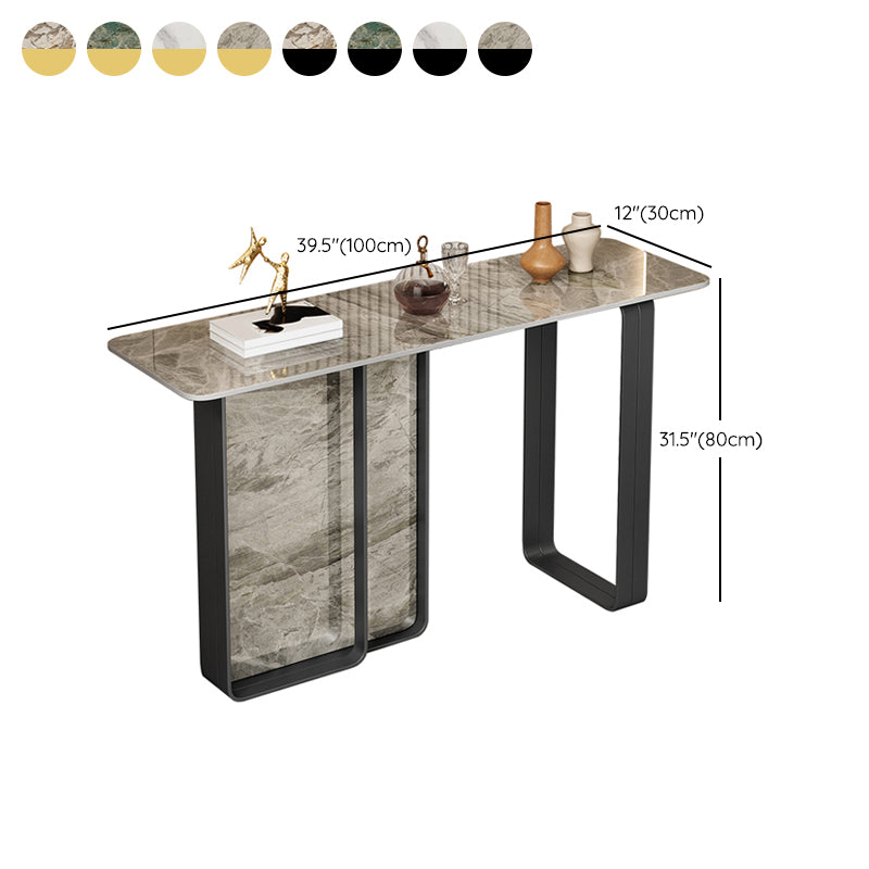 12 inch Wide Accent Table Rectangle Shape Stone Console Table for Hall