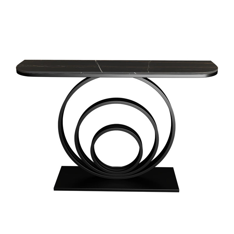 12 Inch Wide Modern Accent Table Half Moon Metal Console Table for Hall