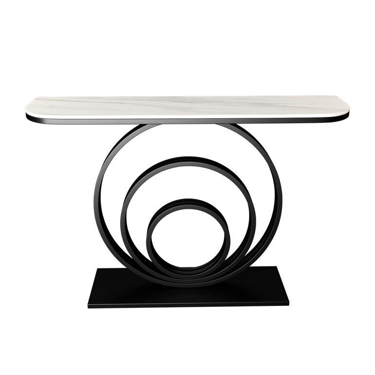12 Inch Wide Modern Accent Table Half Moon Metal Console Table for Hall
