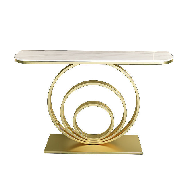 12 Inch Wide Modern Accent Table Half Moon Metal Console Table for Hall