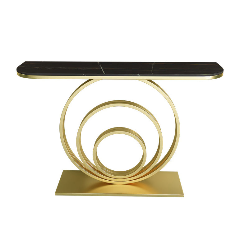 12 Inch Wide Modern Accent Table Half Moon Metal Console Table for Hall