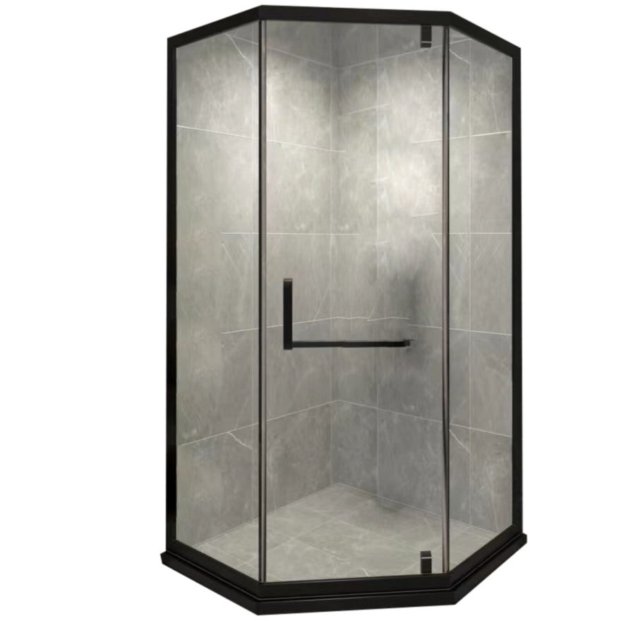 Black Semi Frameless Tempered Glass Shower Door Pivot Shower Door