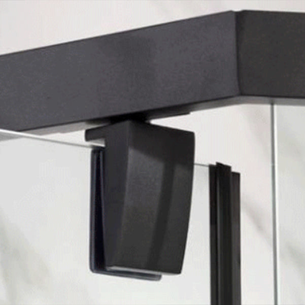 Black Semi Frameless Tempered Glass Shower Door Pivot Shower Door