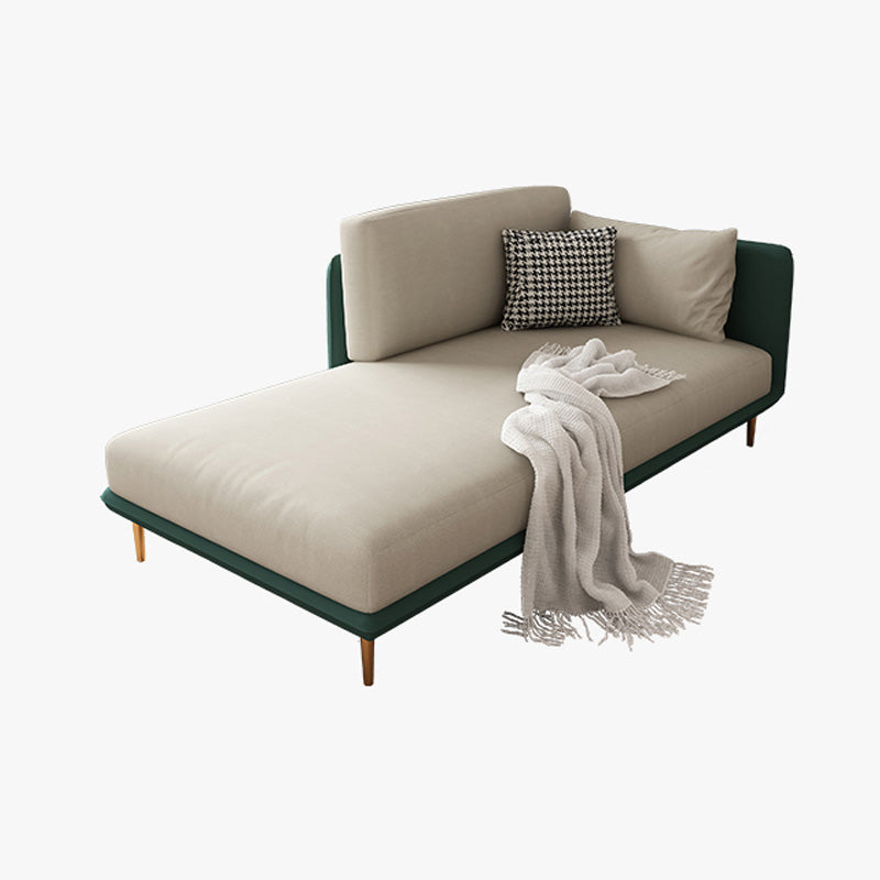 Nordic Style Faux Leather Chaise Square Arms Chaise in Solid Color