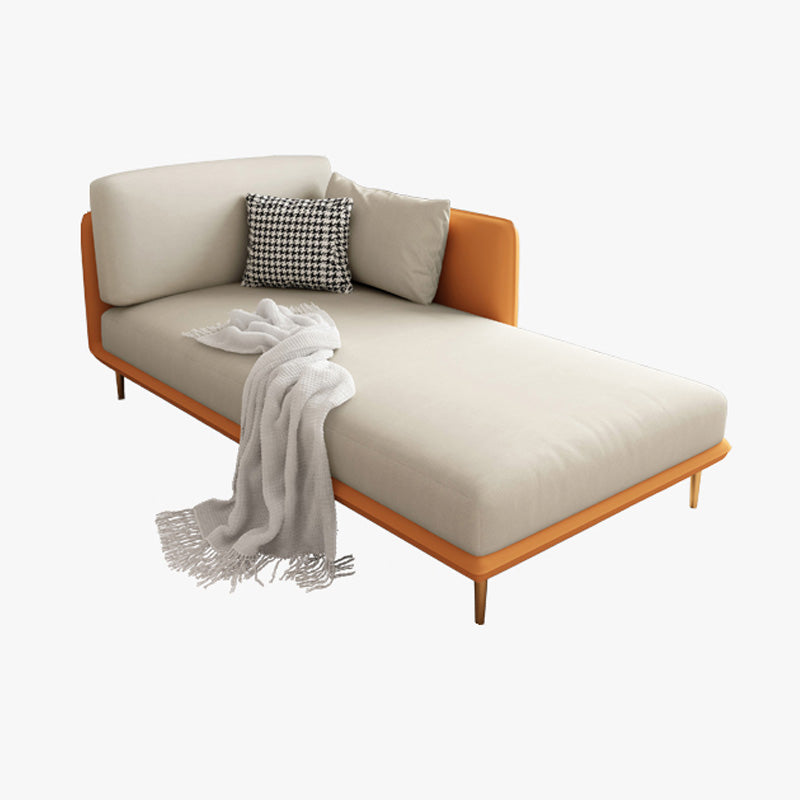 Nordic Style Faux Leather Chaise Square Arms Chaise in Solid Color