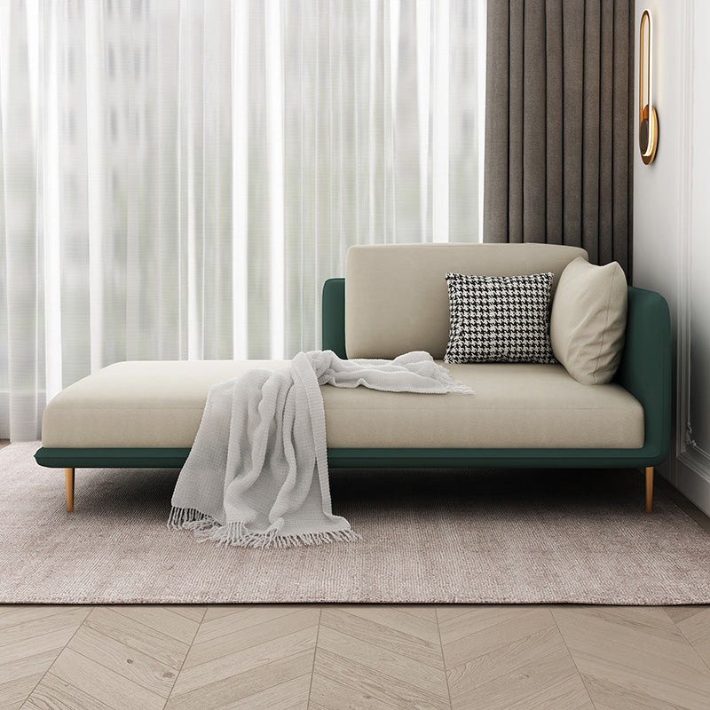Nordic Style Faux Leather Chaise Square Arms Chaise in Solid Color