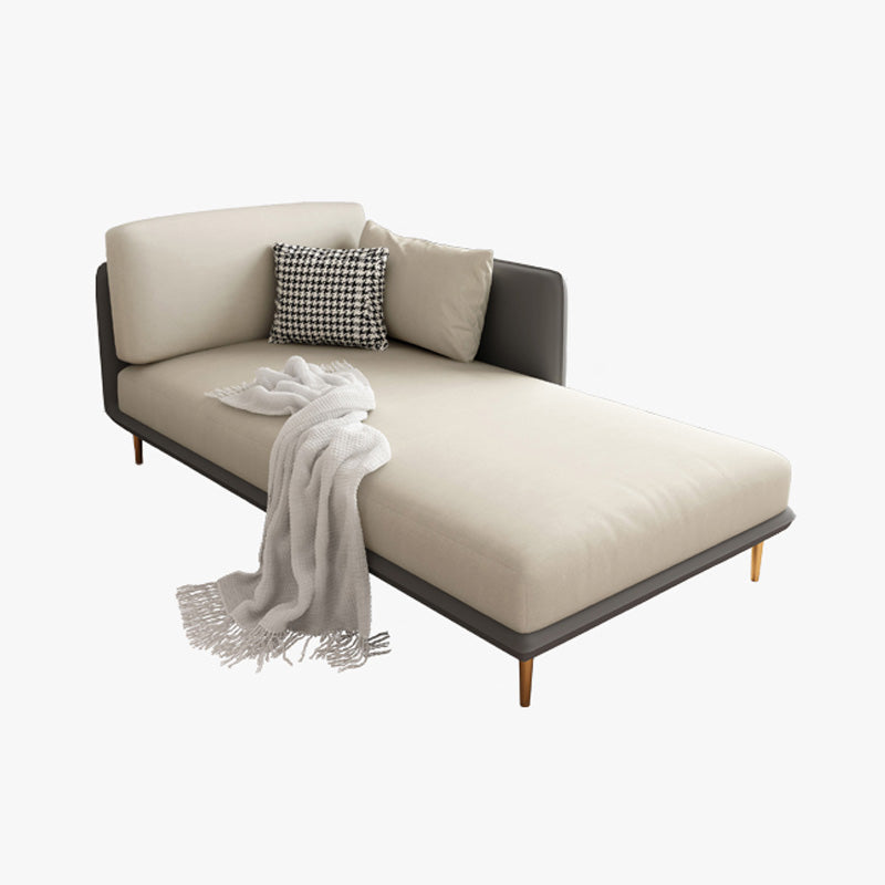 Nordic Style Faux Leather Chaise Square Arms Chaise in Solid Color