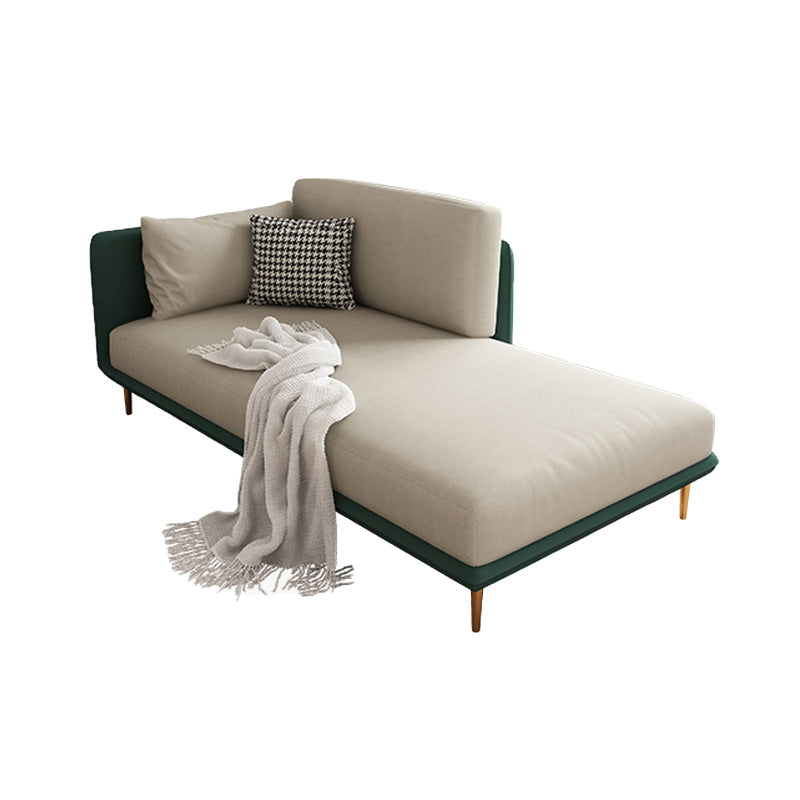 Nordic Style Faux Leather Chaise Square Arms Chaise in Solid Color