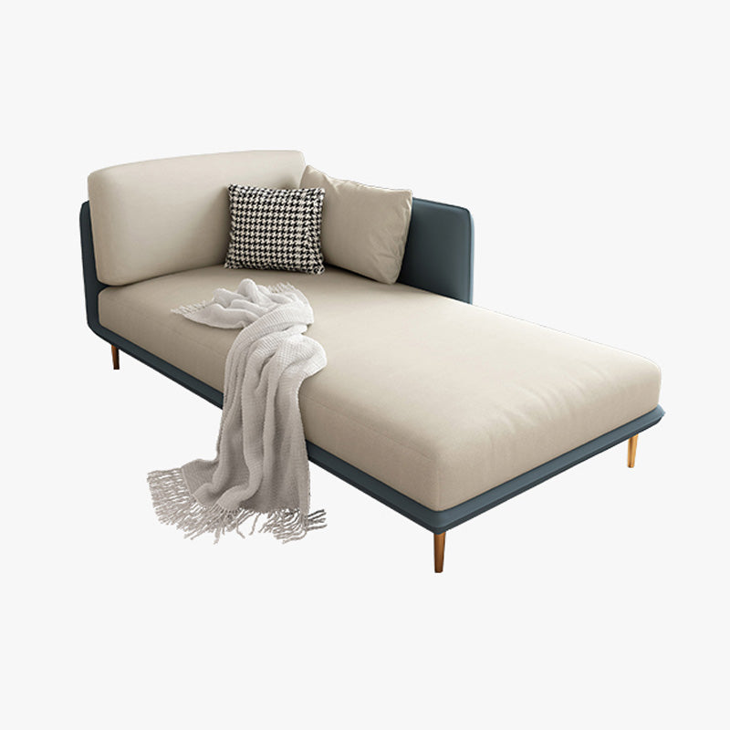 Nordic Style Faux Leather Chaise Square Arms Chaise in Solid Color