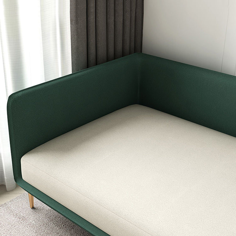 Nordic Style Faux Leather Chaise Square Arms Chaise in Solid Color