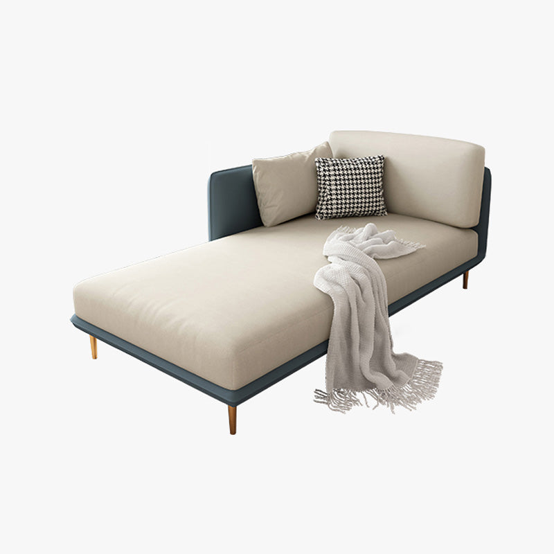 Nordic Style Faux Leather Chaise Square Arms Chaise in Solid Color