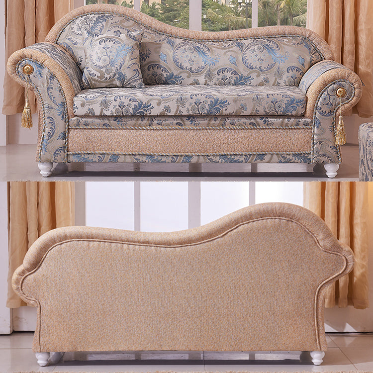 Bohemian Style Chaise Lounge Upholstered Chaise with Rolled Arms for Bedroom