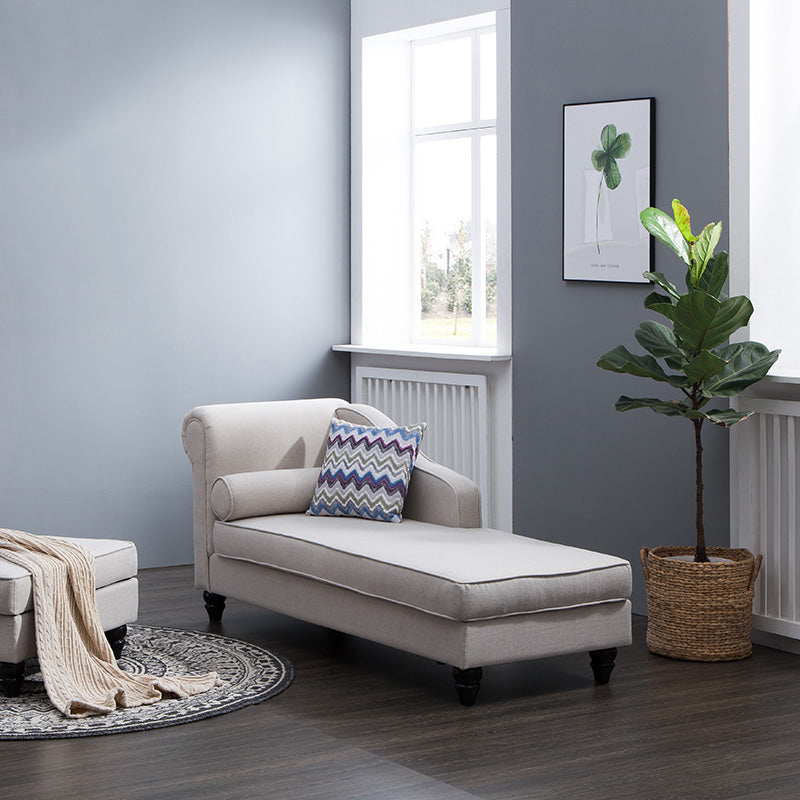 Modern Style Chaise Lounge Couch Solid Color Lounge Chair with Linen