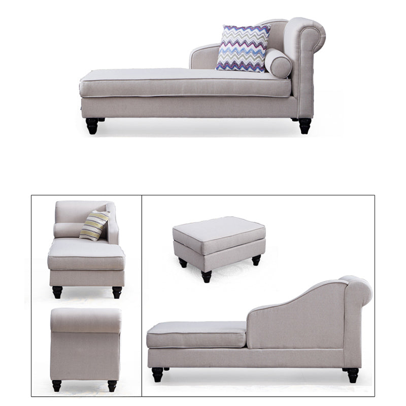 Modern Style Chaise Lounge Couch Solid Color Lounge Chair with Linen